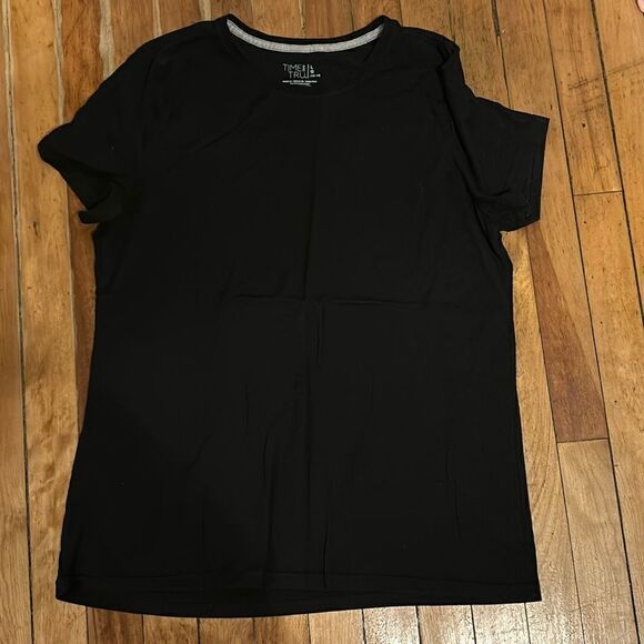 Time and Tru Women’s Black casual short sleeve T-shirt size large 12-14 - Picture 1 of 5